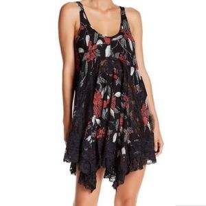 Free People She Swings Slip Dress Grey Combo Lace